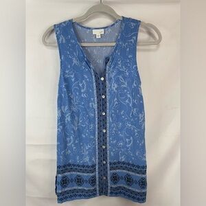 J Jill blue sleeveless blouse. With a tunic like length! Very light weight.